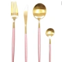 Комплект прибори за хранене от 24 части с луксозен дизайн и магнитна кутия в златисто и розово, снимка 4