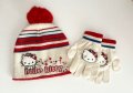 Сет от шапка и ръкавици Hello Kitty, снимка 1 - Шапки, шалове и ръкавици - 43398987