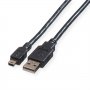 Кабел USB2.0 A-Mini 5pin, 0.8m, Roline SS301059, снимка 1 - Друга електроника - 39261483