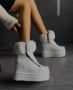 Боти на платформа - бяла кожа с пух - BH2055 , снимка 1