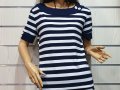 Нова дамска моряшка блуза с къс ръкав, широко райе, снимка 15