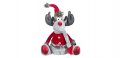Коледна декоративна фигура Седящ северен елен, Червен костюм, Шапка с пайети, Automat
