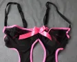 XS/S еротично черно тюлено боди с розови елементи и панделки, снимка 10