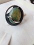 Дизайнерски сребърен пръстен със зелен ахат ръчна изработка, снимка 2