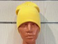 Нова дамска зимна шапка с подгъв в жълт цвят, снимка 4