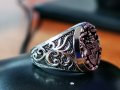 Супер детайлен келтски мъжки пръстен с печат 925 размер9-10 (не съм сигурен дали е 100% сребро, но м, снимка 3