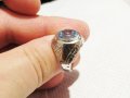 Стар  мъжки сребърен пръстен с голям камък - аквамарин - стар внос от Щатите ., снимка 2