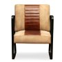 Кресло, кафяво, естествена кожа и канава, снимка 4