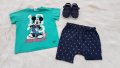 Тениска Мики Маус и къси панталонки 12-18 месеца , снимка 1 - Комплекти за бебе - 33257386