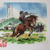  Серия традиционни картини живопис - Монголия - 12-6, снимка 2 - Картини - 32265585