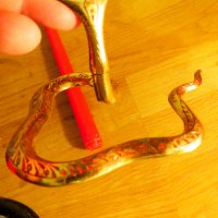 Старинен бронзов  свещник с змия - кобра - 18 см. - Красива изработка която на живо просто спира дъх, снимка 6 - Антикварни и старинни предмети - 40052114