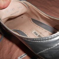 Miu Miu Silver Crystal Swarovski Leather Sneakers, снимка 13 - Дамски ежедневни обувки - 26638146
