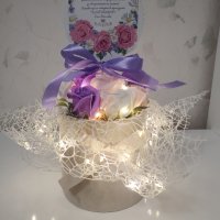 Светещ букет с ароматни рози, снимка 7 - Подаръци за рожден ден - 43046638