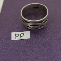 Сребърен пръстен халка Буква ТТ, снимка 1 - Пръстени - 43938421