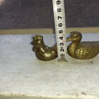 Лот от две стари бронзови пиленца статуетка фигура пластика, снимка 5 - Антикварни и старинни предмети - 39145692