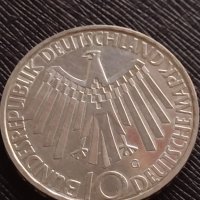 Сребърна монета 10 марки 1972г. Германия 0.625 Мюнхен XX Олимпийски игри 41427, снимка 1 - Нумизматика и бонистика - 43568039