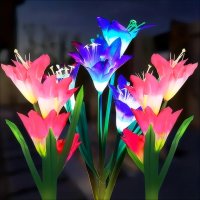 Соларни градински светлини с цветни глави на лилия ,водоустойчиви, снимка 4 - Соларни лампи - 43697809