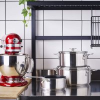 Комплект тенджери KitchenAid Stainless Steel Cookware Set, 5 Piece, Silver, снимка 2 - Съдове за готвене - 38190595