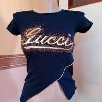 Gucci, с камъчета, за ръст 116-122 см.. Код 2176, снимка 1 - Детски тениски и потници - 43943986