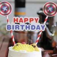 Капитан Америка Captain America топер сламки рожден ден happy birthday украса за торта, снимка 1 - Други - 26886726