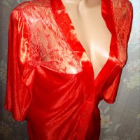 Нов еротичен червен халат с прозрачен дантелен гръб  М, снимка 12 - Нощници - 32467994