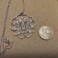 Стар сребърен синджир с висулка филигран (160), снимка 3 - Колиета, медальони, синджири - 40838058