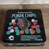 ВНОС от UK Покер сет 100 чипа в желязна кутия , professional Fine Gift, снимка 1 - Рулетки - 39328020