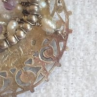 Старинни сребърни италиански обеци с перли и аметисти, снимка 8 - Обеци - 44110370
