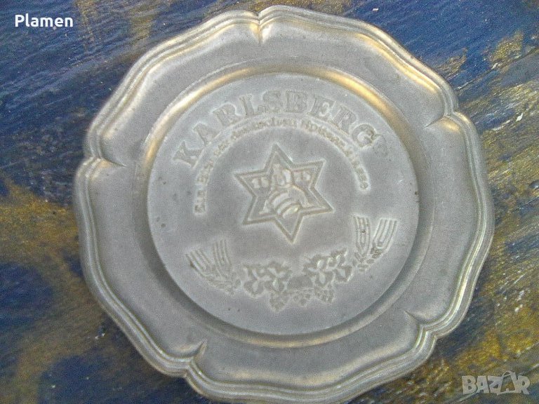 Калаена рекламна белгийска чиния за стена, снимка 1