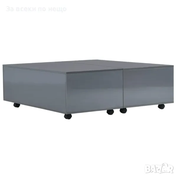 Маса за кафе, супер гланц, сива, 100x100x35 см Код P172, снимка 1