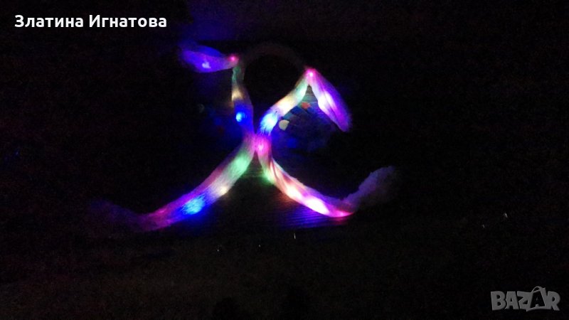 Диадема с повдигащи заешки уши от мек полар.Светеща!Универсален размер, снимка 1