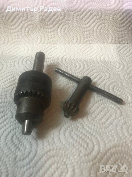 малък  ПАТРОННИК за бормашина СЪС ОПАШКА Ф 12 мм обхват на патр. от 0.5мм--10 мм и ключе за патр., снимка 1