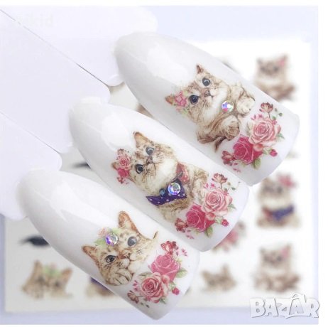 YZW-3092 Котета с цветя слайдер ваденки водни стикери за нокти маникюр татос, снимка 1