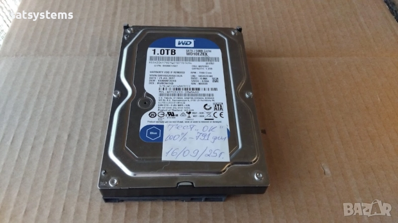 Хард диск Western Digital Caviar Blue WD10EZEX 1.0TB SATA 6.0Gb/s, снимка 1