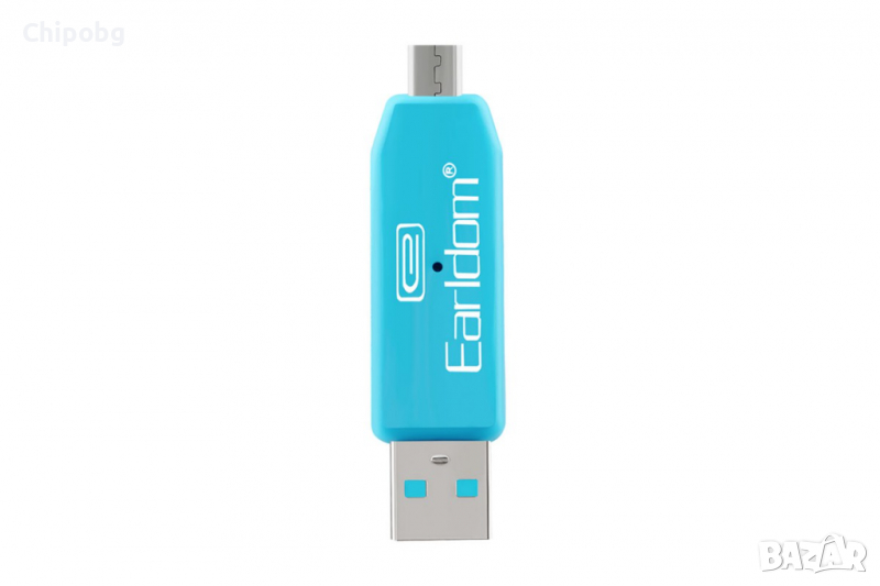 Преходник Earldom ET-OT05, USB F към Micro USB, Четец за карти, OTG, Различни цветове, снимка 1