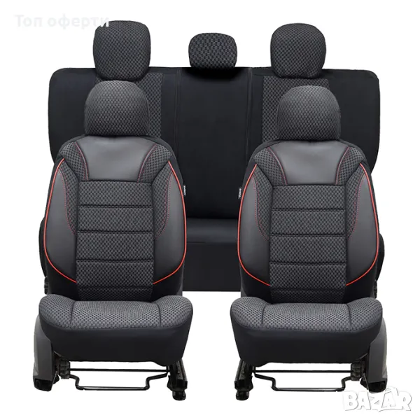 Тапицерия за седалки 1181 класико черно  червено, снимка 1