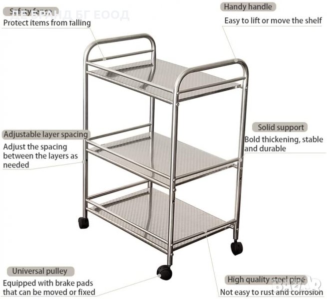 Помощна количка цвят металик QTR002SS, снимка 1