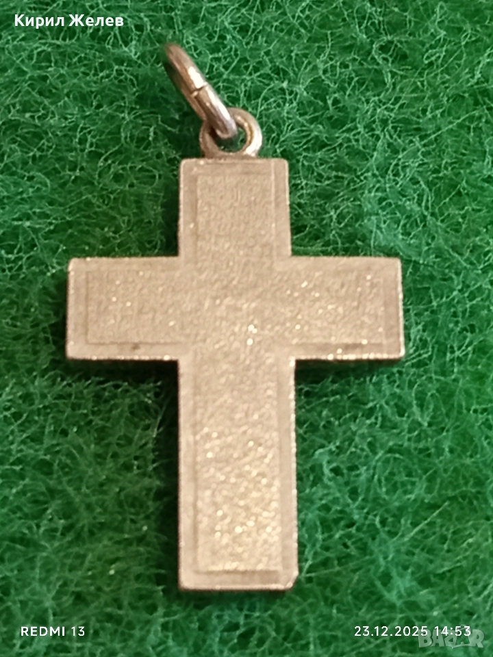 Сребърен кръст с текстурирана повърхност майсторска изработка 49377, снимка 1