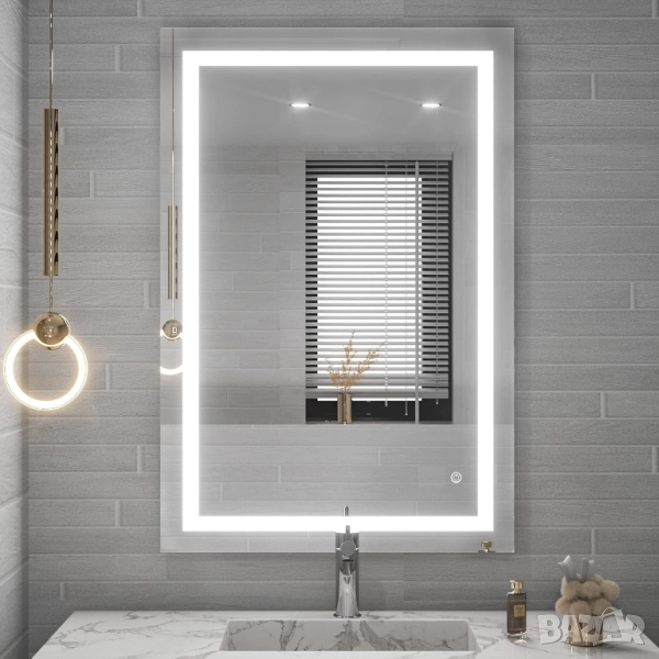 ЛЕД LED огледало за баня, за грим, димируемо, против замъгляване 11, снимка 1