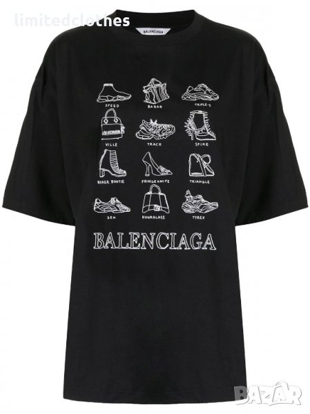 BALENCIAGA White Signature Styles Print Oversized Дамска / Мъжка Тениска size XS (L), снимка 1