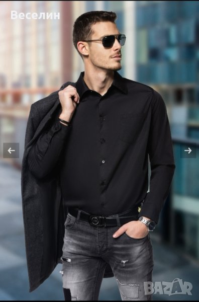 Мъжка черна риза XXL, снимка 1