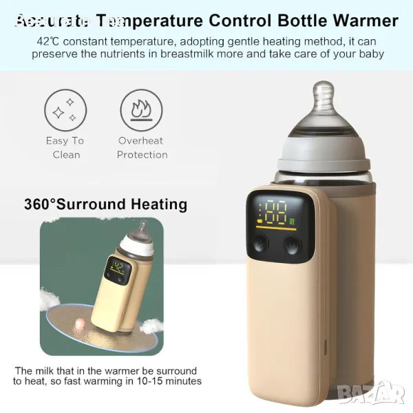 Премиум акумулаторен нагревател за бебешки бутилки NIP, снимка 1
