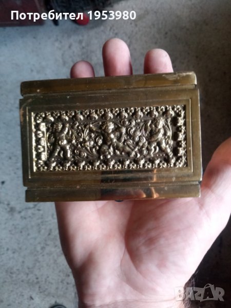 Стара немска месингова табакера, снимка 1