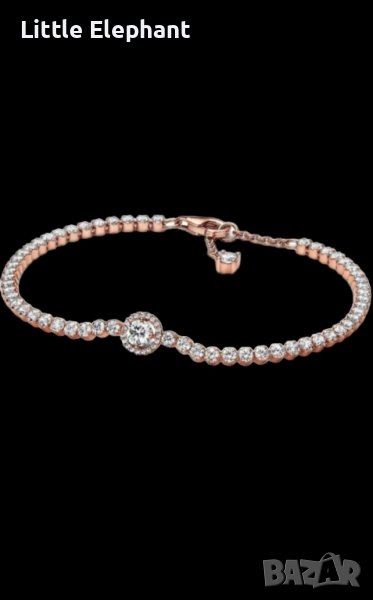 Сребърна гривна Пандора с кристали"Танго",18 см,Rose Gold/нова, снимка 1