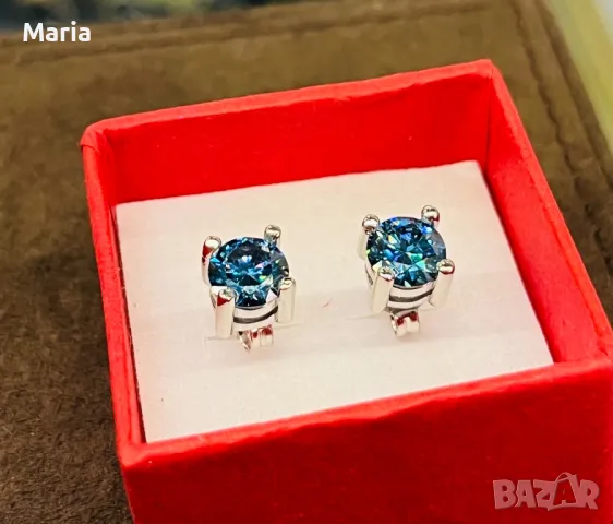 Чисто нови обеци от бяло злато и мойсанит, снимка 10 - Обеци - 47676403