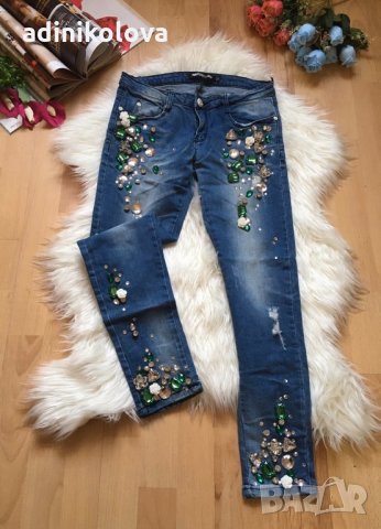 Нови уникални дънки с камъни, снимка 2 - Дънки - 11152748