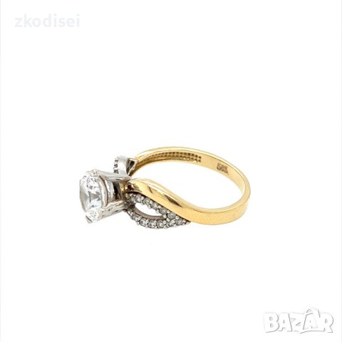 Златен дамски пръстен 3,29гр. размер:54 14кр. проба:585 модел:20601-1, снимка 2 - Пръстени - 43010983