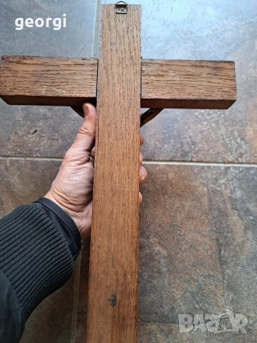 кръст разпятие Исус Христос дъб и бронз 32/3, снимка 5 - Антикварни и старинни предмети - 53141728