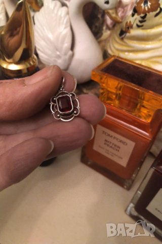 Стара сребърна висулка с рубин намален, снимка 3 - Колиета, медальони, синджири - 43675202