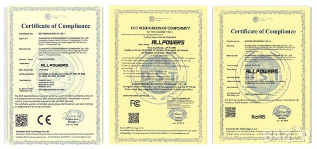 ALLPOWERS™ 18V 21W Сгъваем Соларен Панел Водонепромокаеми Панели 3х Броя SUNPOWER® Слънчев Комплект, снимка 11 - Къмпинг осветление - 37255202